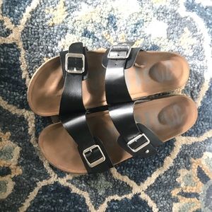 Black Footbed Sandals